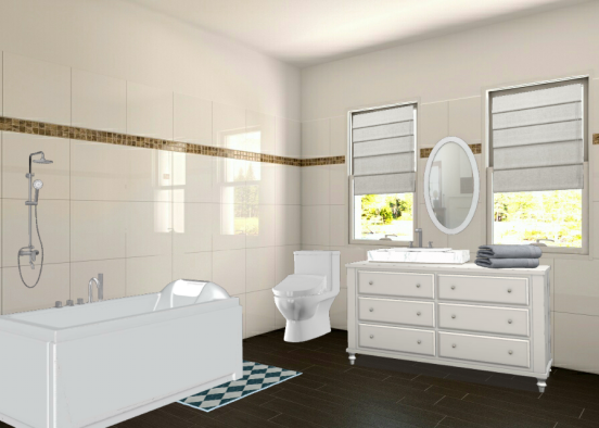 Salle de bain toute blanche  Design Rendering