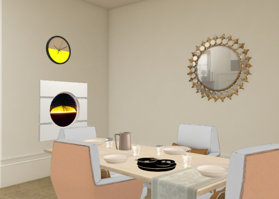 Sala da pranzo beige Design Rendering