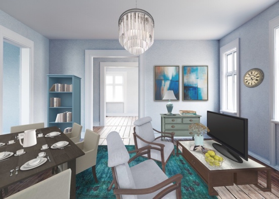 Un salón azulado  Design Rendering