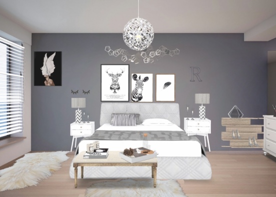 gray bedroom  Design Rendering