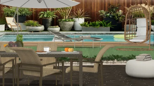 Mi propuesta de terraza,cambié la piscina Sara 😉😉
