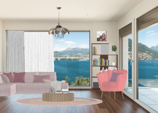 living room-library!🛋 Design Rendering