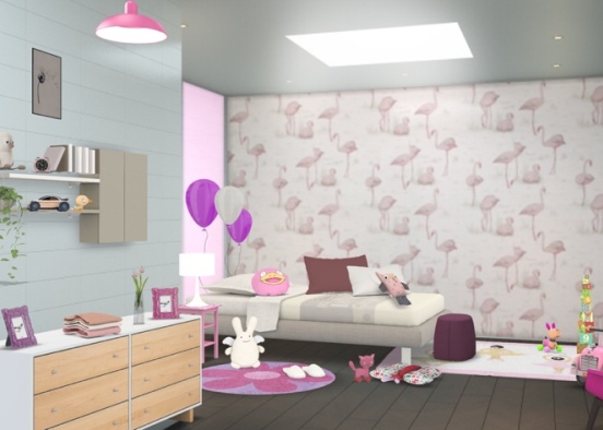 cameretta per bambina! pink is the new black !!!  Design Rendering