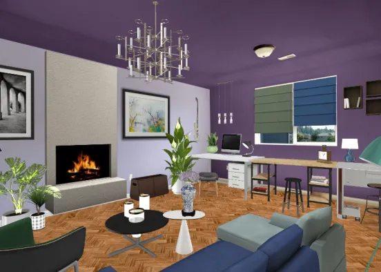 Purple living room  Design Rendering