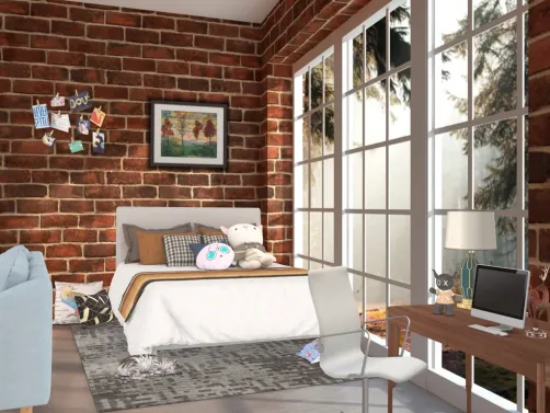 Bedroom with Desk and Sofa