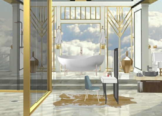 Gold Goddess Bathroom In The Skies  Design Rendering