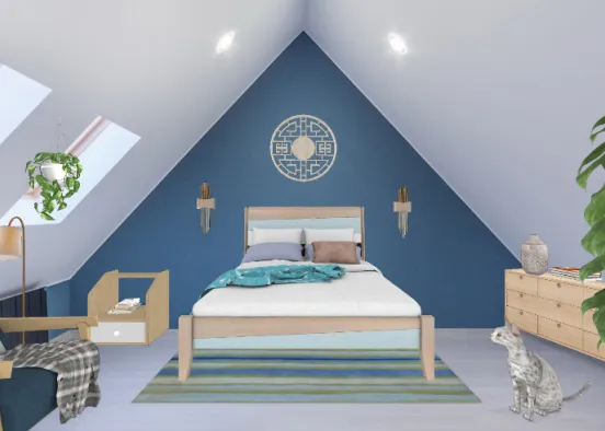 Спальня в голубых тонах Design Rendering
