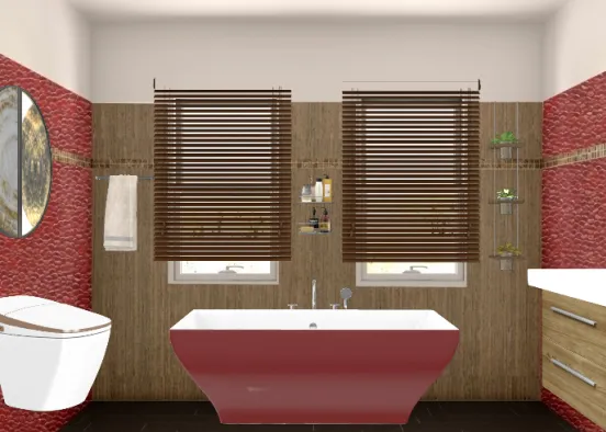 Красная ванна  Design Rendering