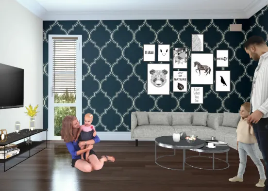 Family Living Room Design Rendering