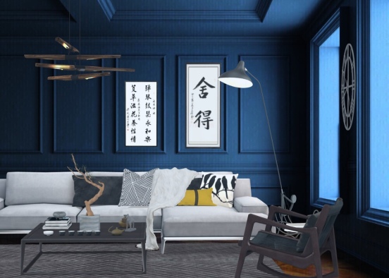 The simplicity of Black and White in the midst of Blue Design Rendering