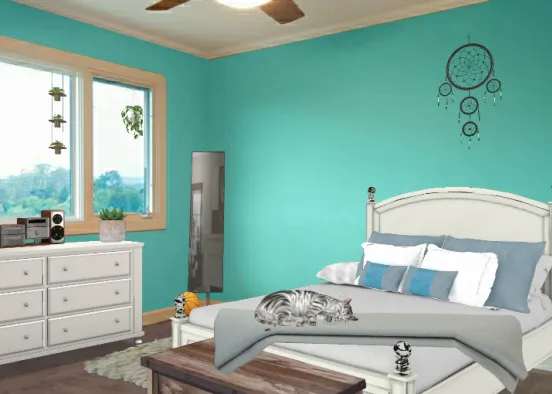 Natural light. Teal and gray Design Rendering