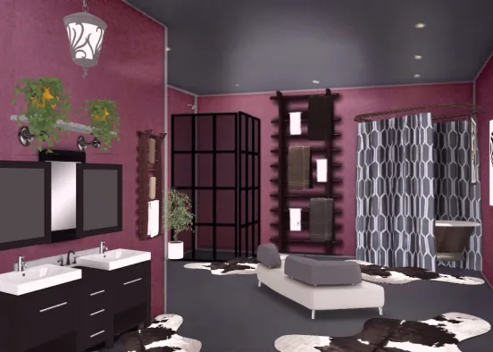 purple Eclectic bathroom  Design Rendering