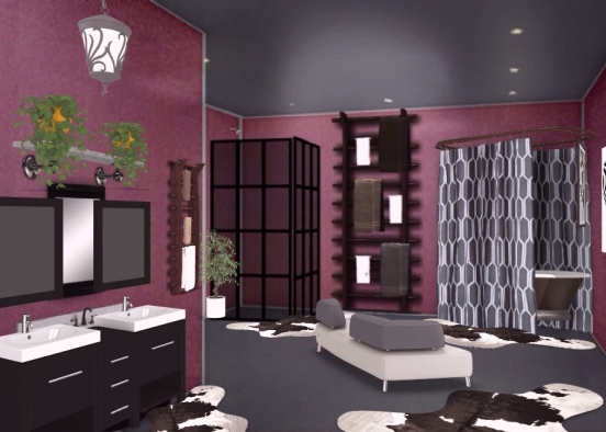 purple Eclectic bathroom  Design Rendering