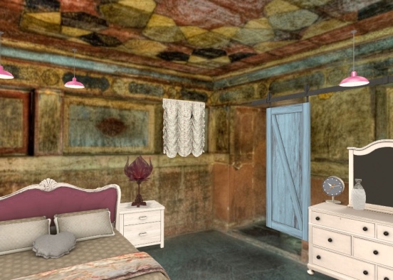 rustic bedroom  Design Rendering