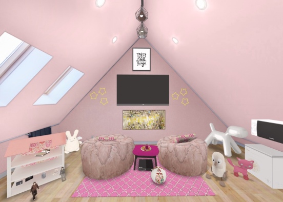 A Pink Playroom Design Rendering