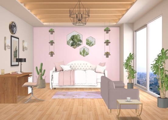 Cute Succulent Bedroom Design Rendering