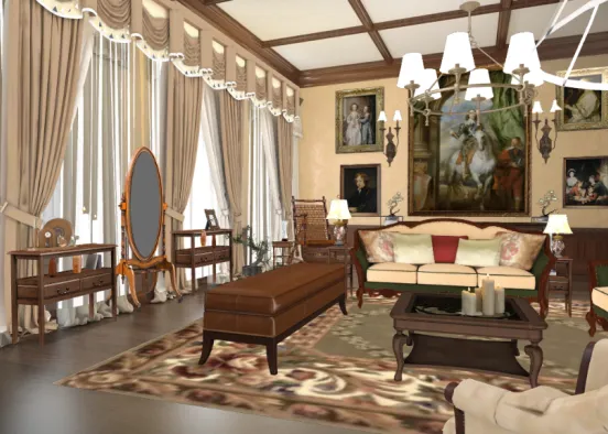 Victorian Style  living room Design Rendering
