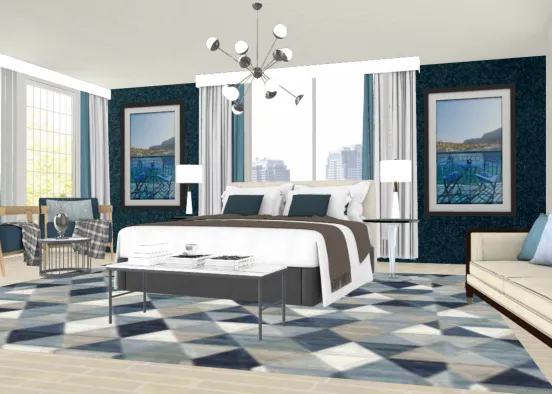 Bright and airy bedroom Design Rendering