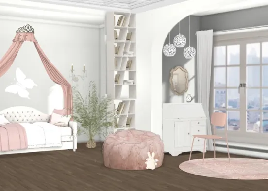 pink girls bedroom Design Rendering