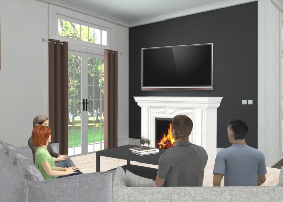 Nice living room relaxing and watching tv Design Rendering