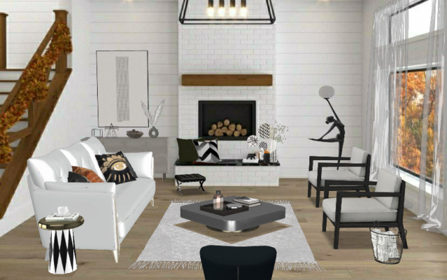 Warm black&white living room.🔥