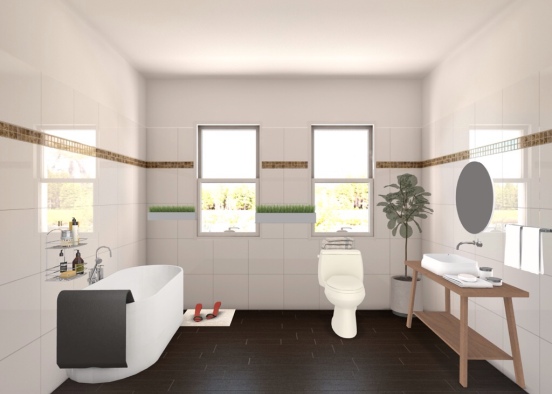 modern but farm life like bathroom Design Rendering