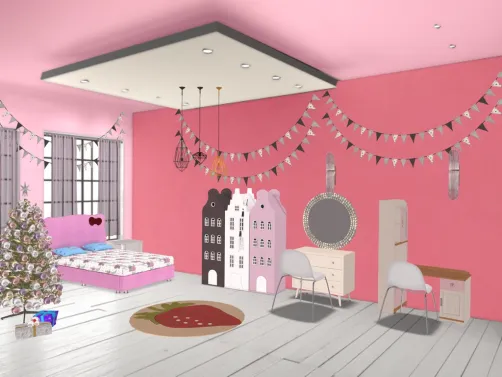 kid girl room for christmas 
