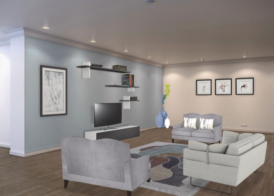 Basement Living Room Design Rendering