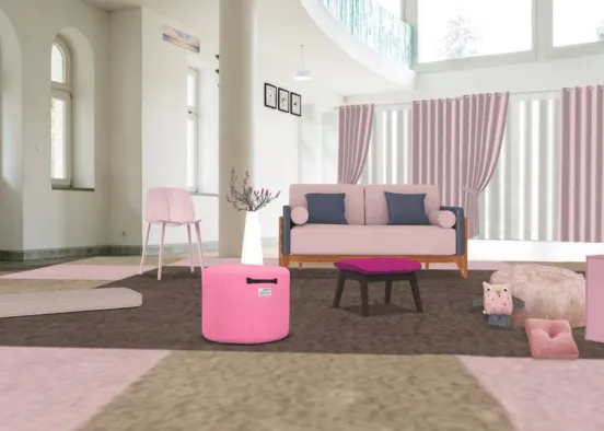 pink living room Design Rendering