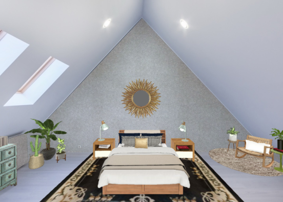 attic aesthetic bedroom Design Rendering