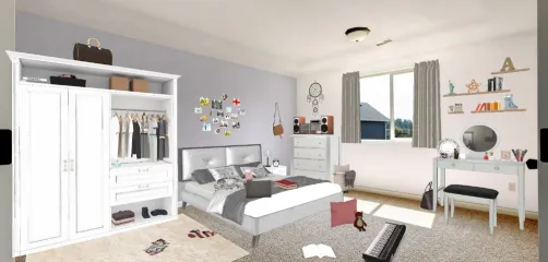 Chambre ado fille grise