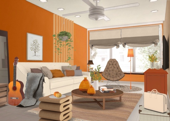livingroom orange 🍊  Design Rendering