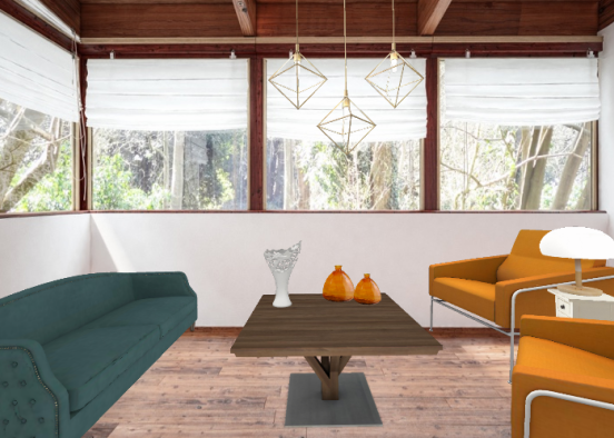 Orange and blue living room  Design Rendering