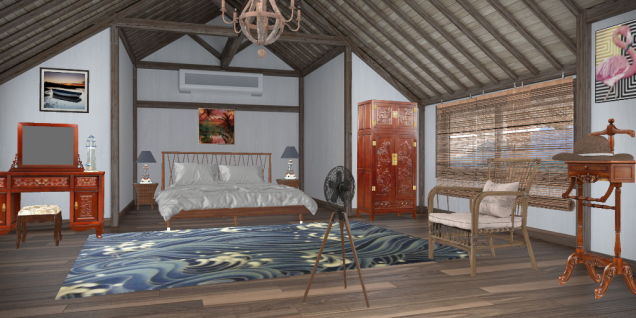 Beach hut master bedroom