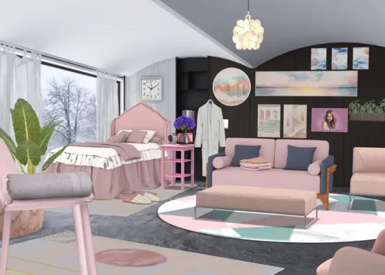 pink and violet room  Design Rendering