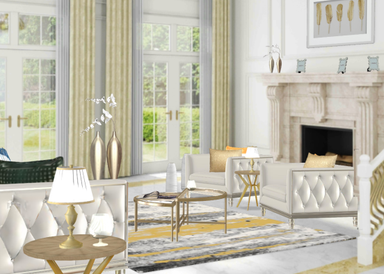 Golden living room👑 Design Rendering