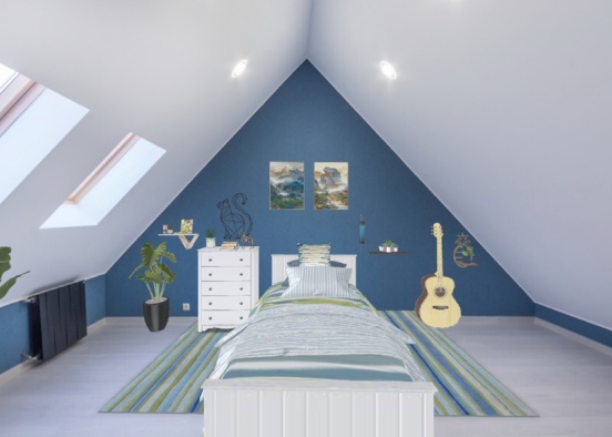 Green and blue guitar room Design Rendering