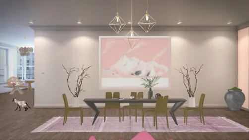 Poppy pink dining room