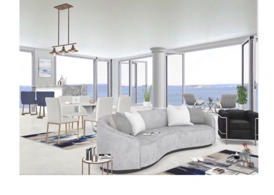 Hermoso salón vista al mar, con un diseño muy elegante 💙 Design Rendering