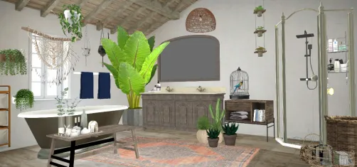 Modern boho bathroom