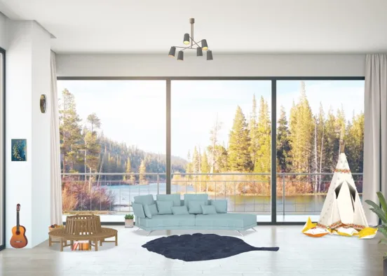 Salon avec vue sur la forêt 🌳  Design Rendering