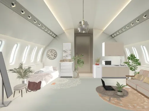 futuristic room with orange accents