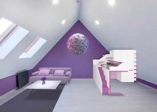 Purple kids room Design Rendering
