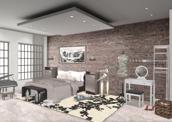 Luxury gray women’s room. Design Rendering