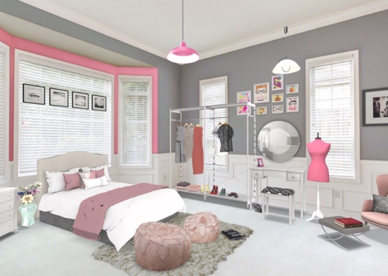 pinky gray bedroom  Design Rendering