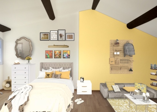 yellow bedroom  Design Rendering