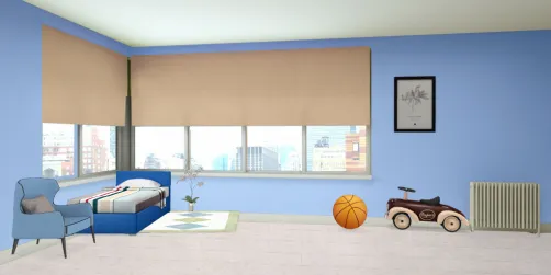 Детская голубая комната для мальчика