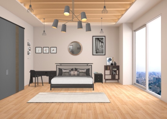 Bedroom-office Design Rendering