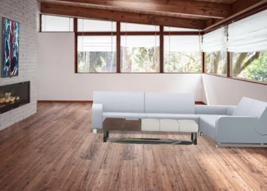 Simple, Modern Living Room Design Rendering