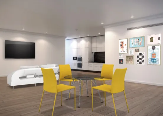 Dining and Living Room together  Design Rendering